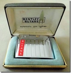 'Vintage Bentley Butane Cigarette Lighter With Throw-Away Fuel Tank, Made in Austria, List Price Was $6.95, Circa 1960s' by France1978 is marked with CC BY 2.0.